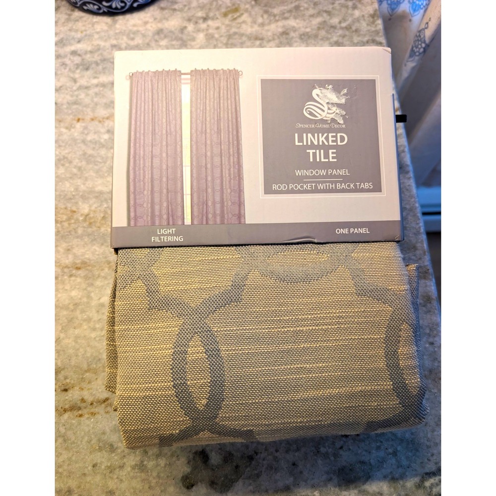 Spencer Home Decor Linked Tile Gray 52x84 Light Filtering Rod Pocket Panel